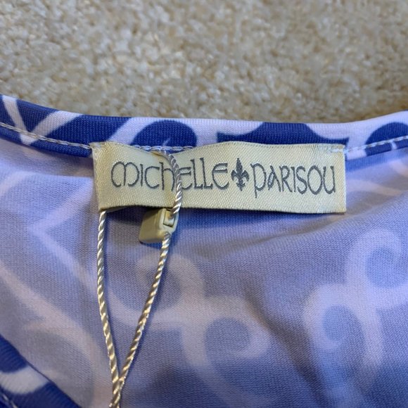 NWT Michelle Parisou Purple and White Sleeveless Tunic Size S - Picture 8 of 14